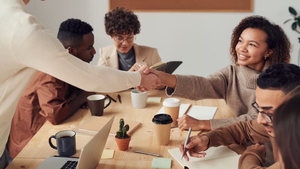 People around a table during a business meeting